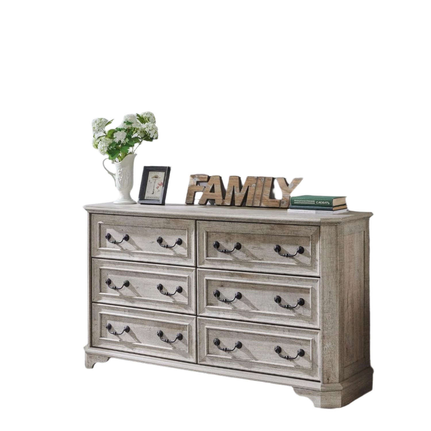 Farmhouse 6 Drawers Dresser for Bedroom