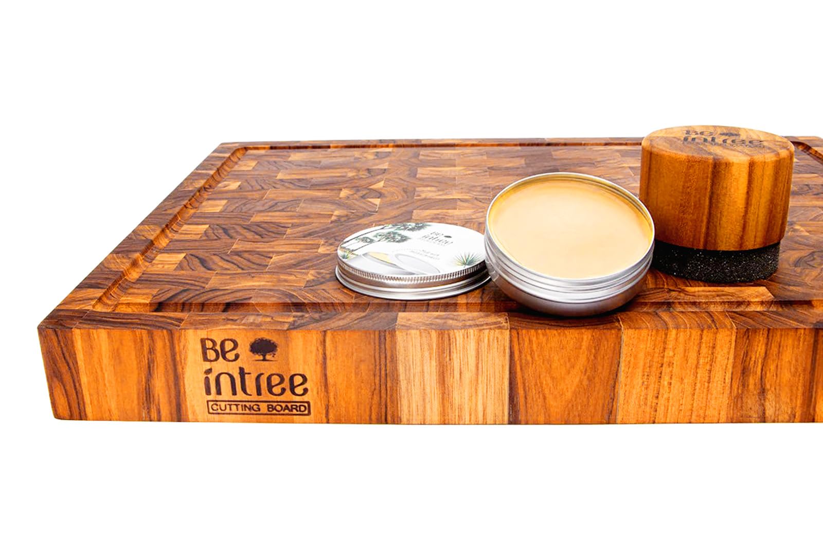 Premium Teak Wood Butcher Block Cutting Board Set - Complete Set with End Grain Board