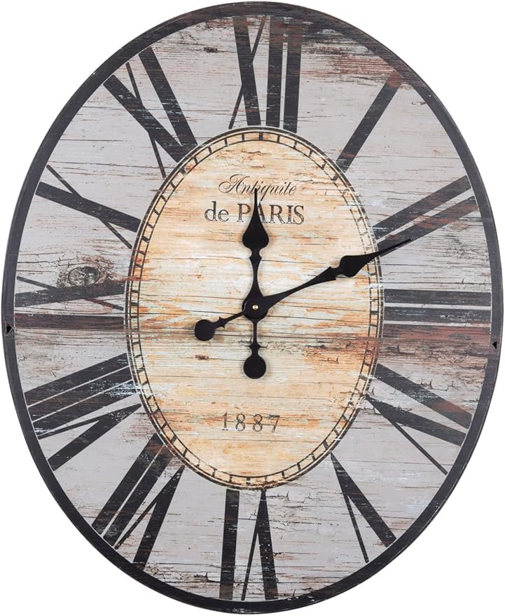Wooden Decorative Wall Clock - Distressed 24" x 2" x 24" for Home and Room