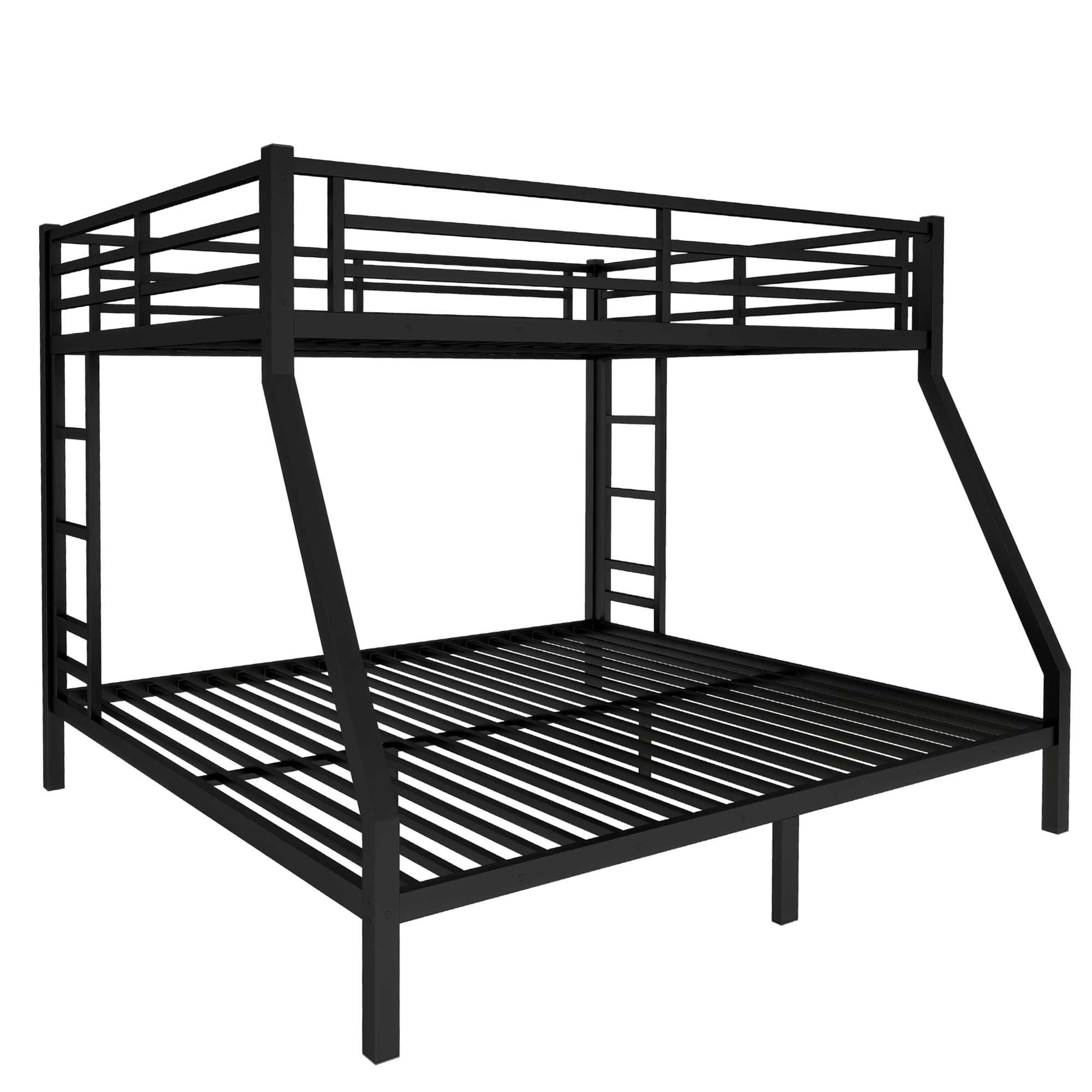 Queen Over King Bunk Bed, Heavy Duty Metal Industrial Bunk Bed