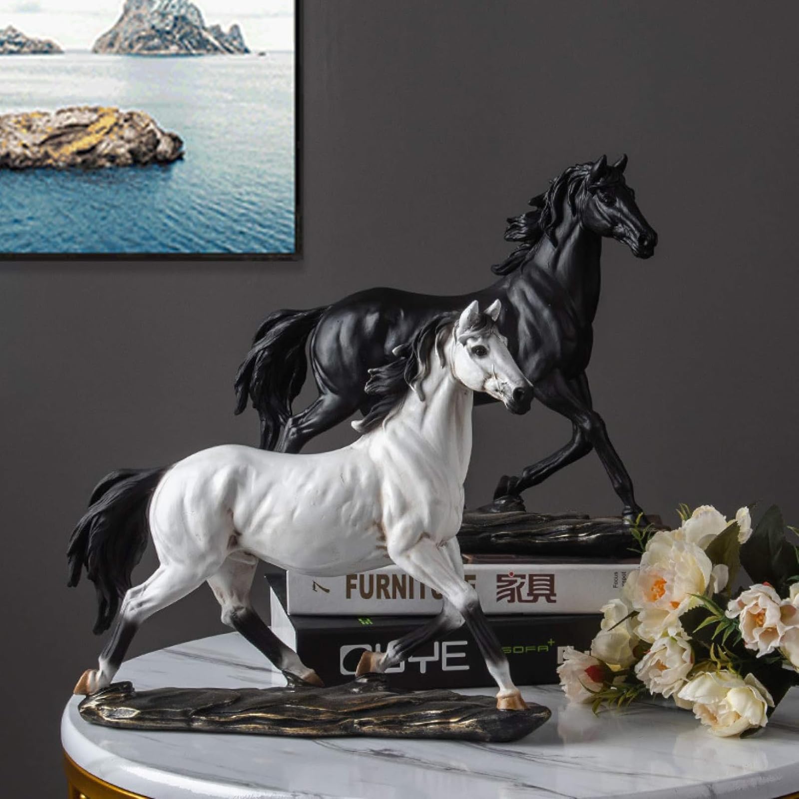 Horse Statues, Art Figurine Decorative Sculpture,Resin Horse Art Figurine Standing