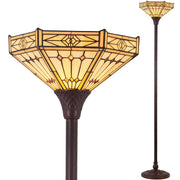 Torchiere Floor Lamp 70 Inches Tall Industrial Pole Cream Hexagon Style