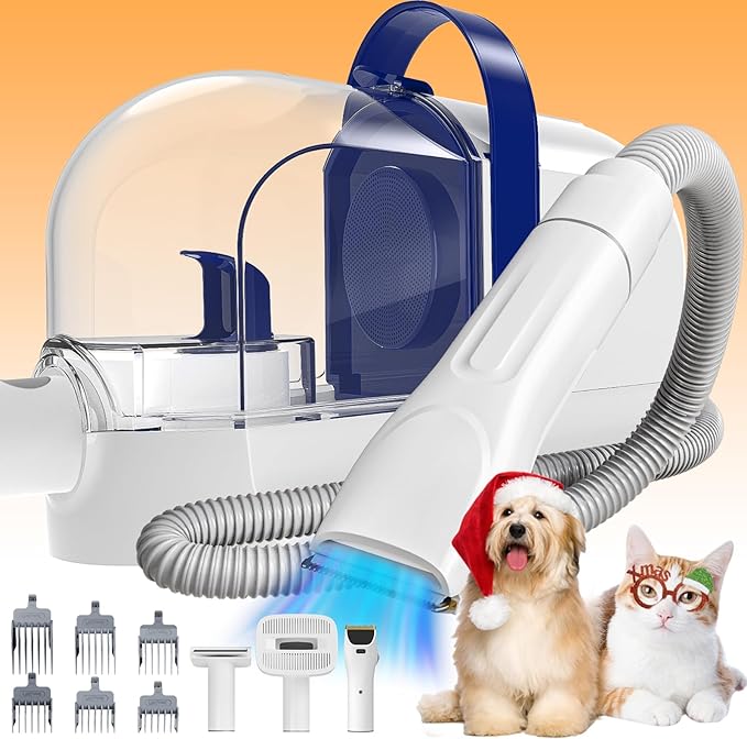 4L Large Capacity Dog Grooming Kit, 13000Pa 7-in-1 Pet Grooming Vacuum