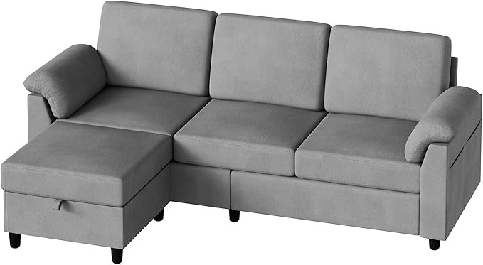 79" Convertible Sectional Couches Sofa with Storage Ottoman