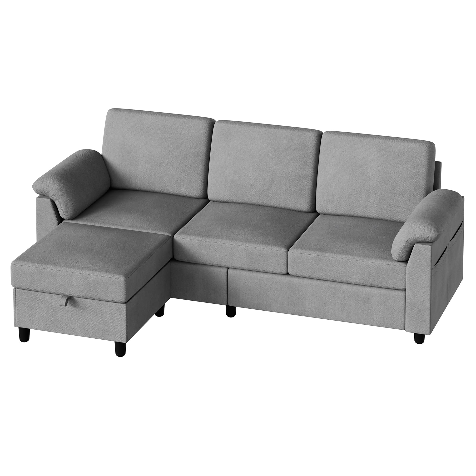 79" Convertible Sectional Couch Sofa with Storage Ottoman for Living Room