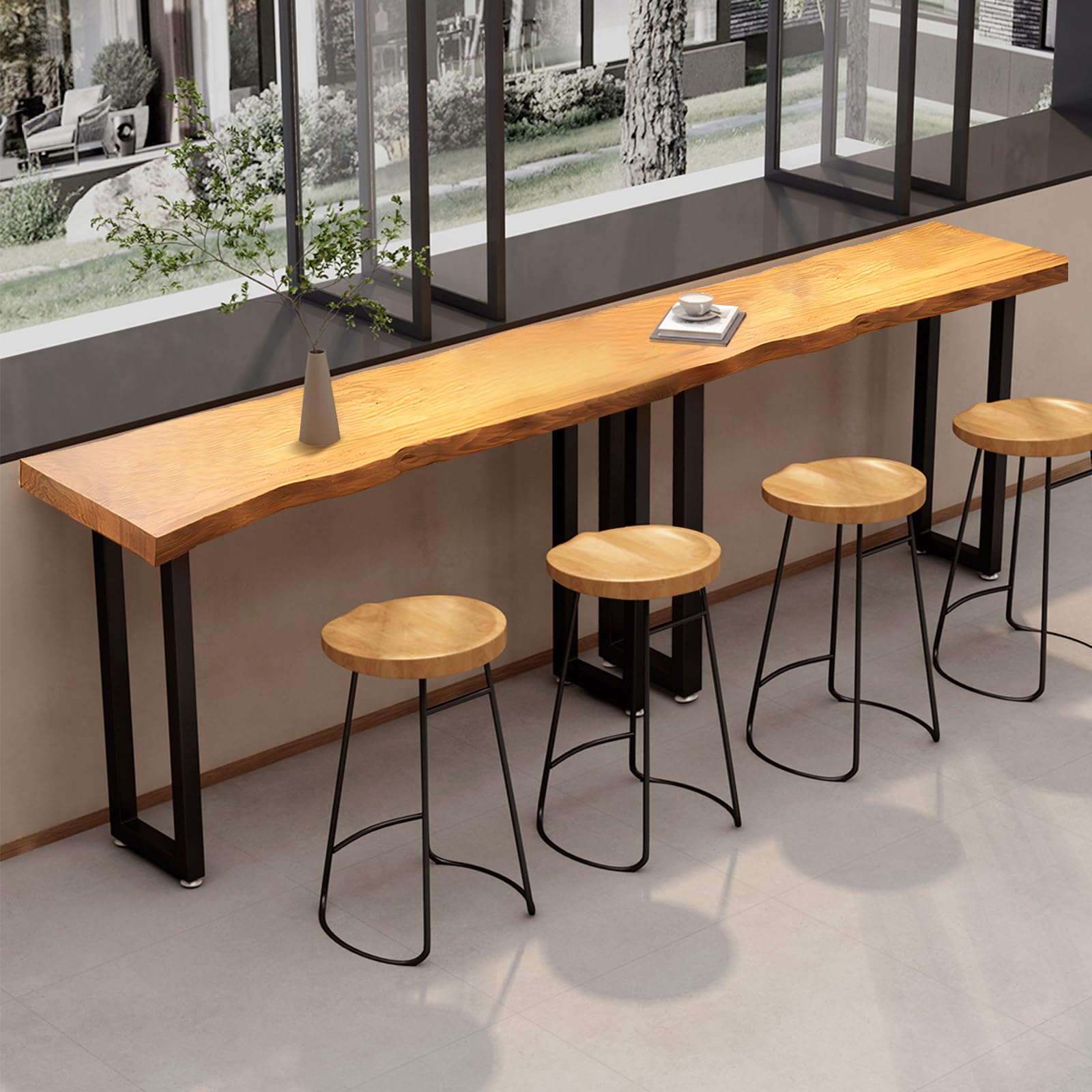 Bar Table,Bar Height Pub Table with Sturdy Metal Frame,Narrow High Top Table