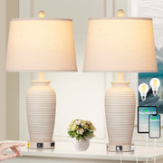 CINSARY 24.3" Farmhouse Jar Table Lamps Set of 2, 3 Way Touch Control