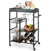 Kitchen Island Cart on Wheels, with Removable Top, 4-Tier Rolling Utility Cart