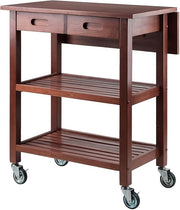 94734 Jonathan 2 Drawer Rolling Kitchen Cart in Walnut