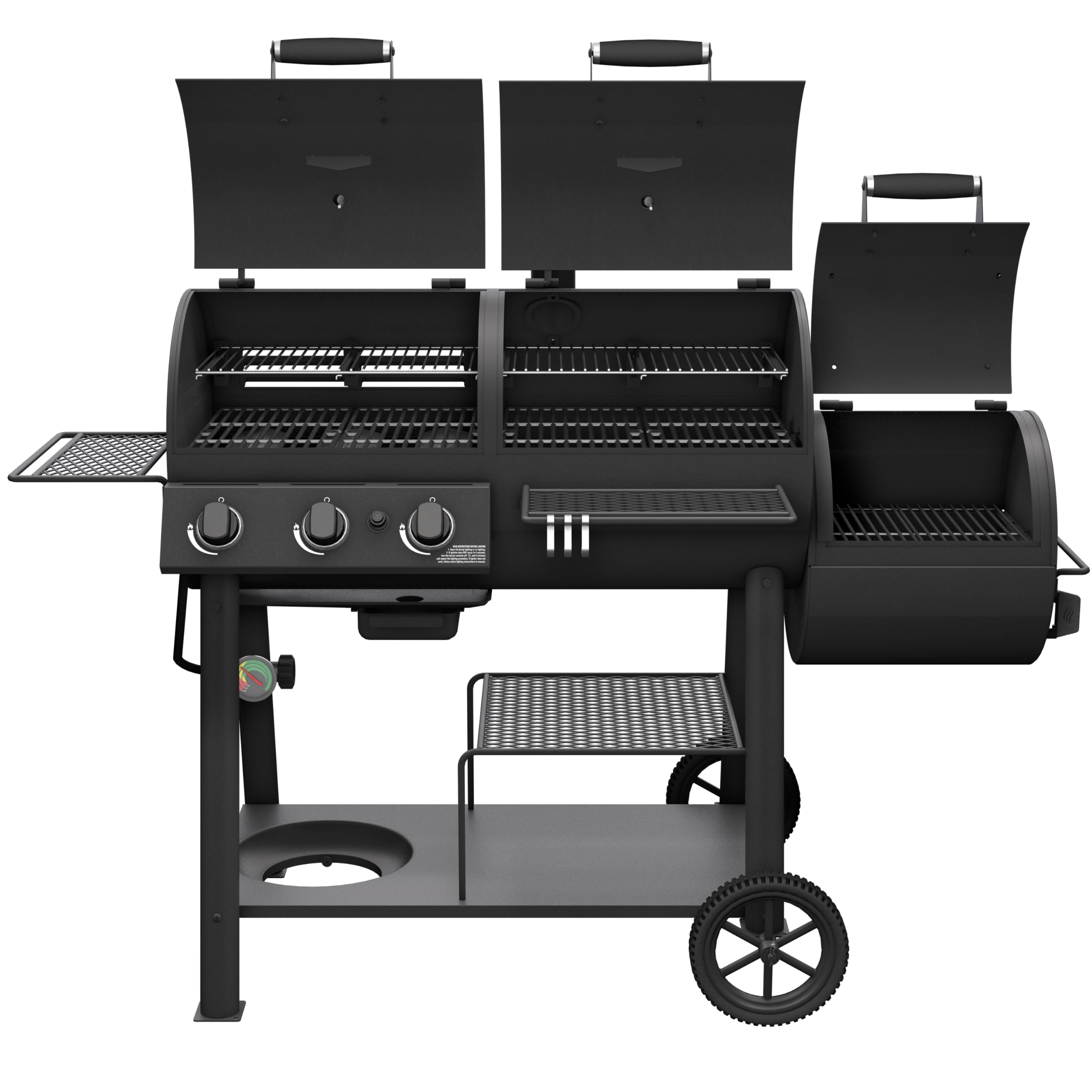 Canyon™ Deluxe Charcoal and Propane Gas Combination Smoker and Grill, Black Steel