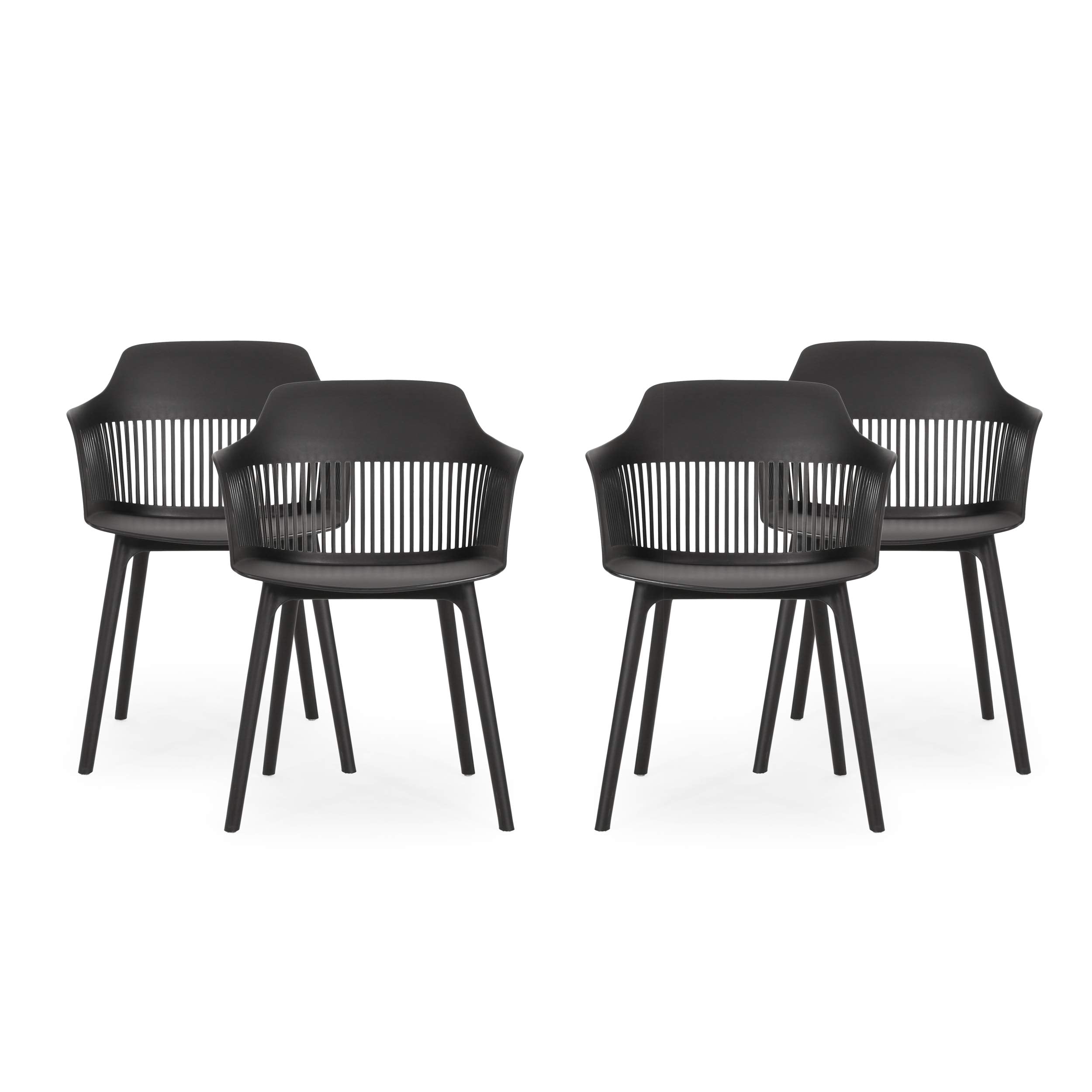 Knight Home Ladonna Outdoor Dining Chair (Set of 4), Black