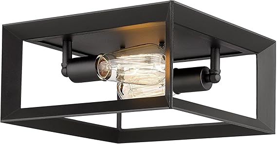 2-Light Flush Mount Ceiling Light, 11 Inch Farmhouse Ceiling Light Fixture for Bedroom