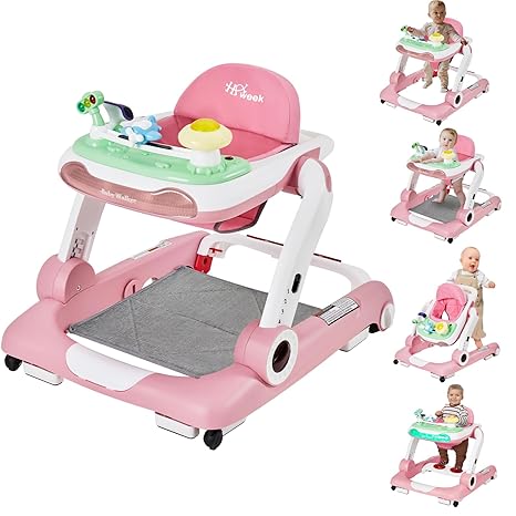 Baby Walker,4-Gear Height Adjustable Baby Walker with Wheels