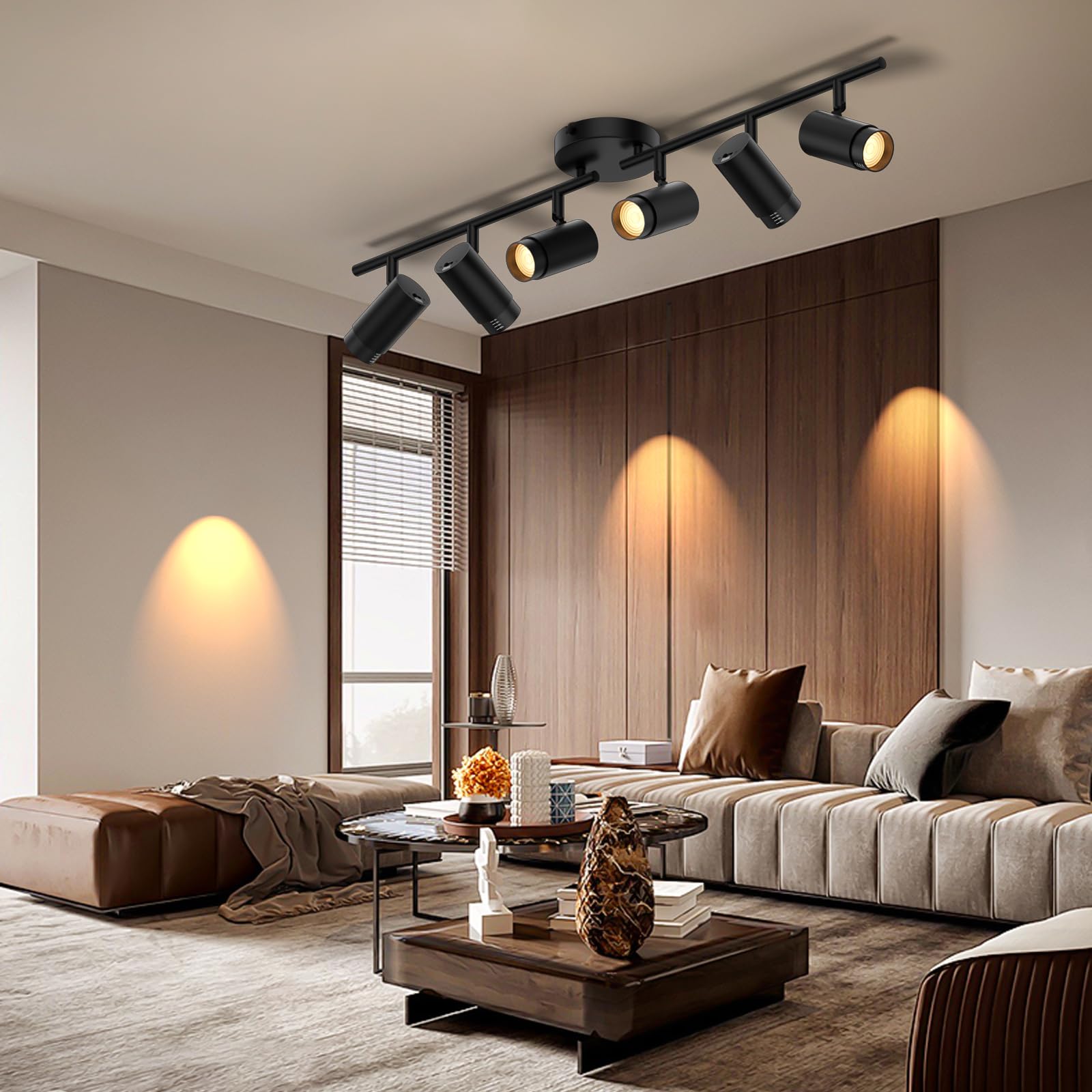 5-Color Zoomable 6 Light Track Lighting Fixtures Ceiling for Kitchen