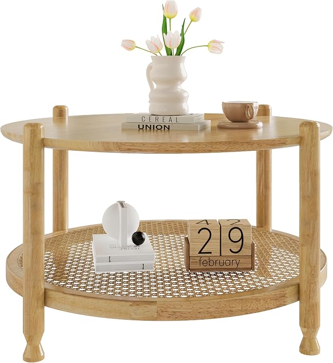 Glass Coffee Table, 2-Tier Modern Sleek Table for Living Room
