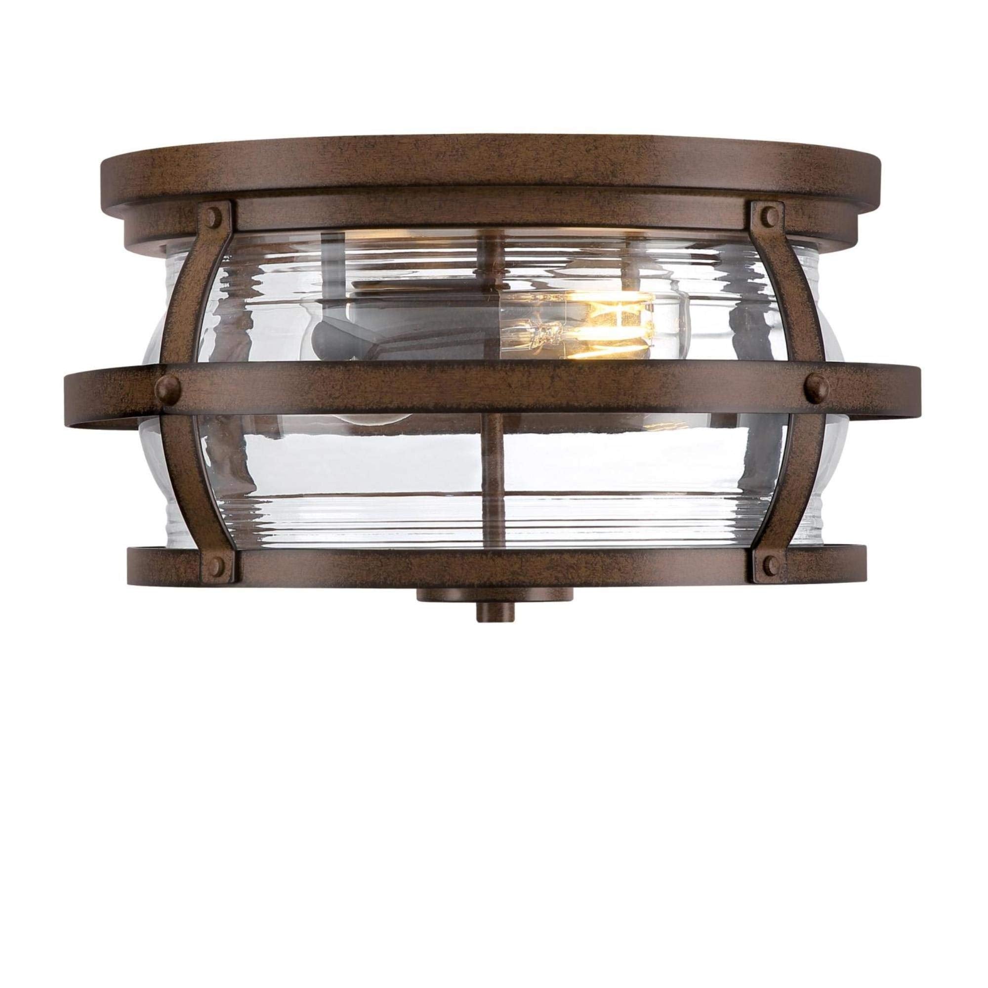 6112600 Weatherby 14 Inch Rustic/Arts & Crafts Two-Light Outdoor Flush Mount Ceiling Light