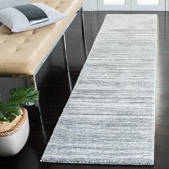 Cyrus Shag Collection Area Rug - 6'7" Round, Grey & Ivory, Modern Abstract Design