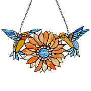 Stained Glass Window Hangings Sunflower Birds Window Panels Suncatchers