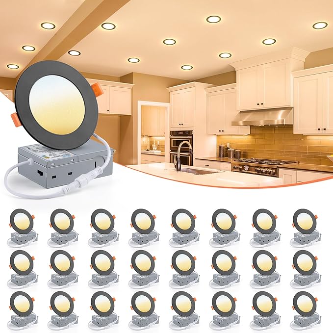 24 Pack 4 inch Recessed Lighting, 5CCT Ultra-Thin LED Recessed Light