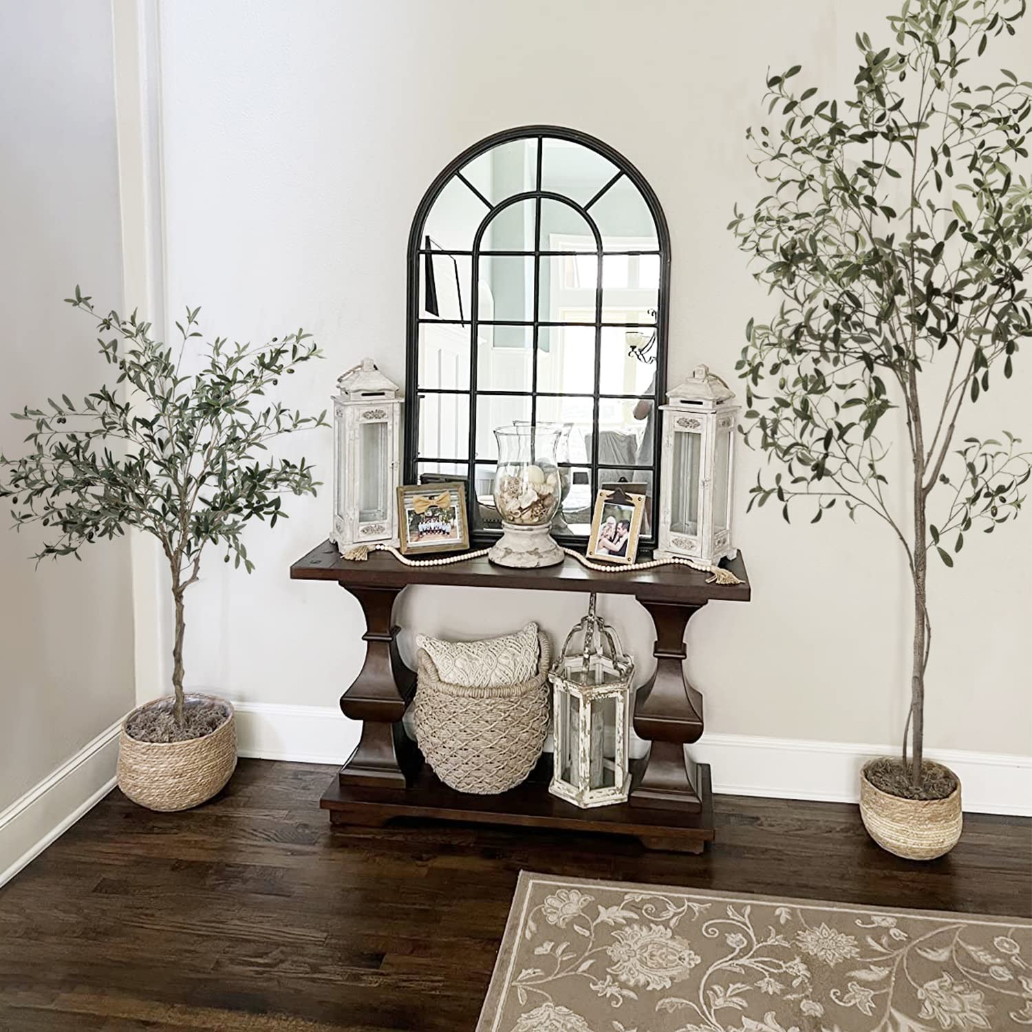 Artificial Olive Tree Tall Fake Potted Olive Silk Tree with Planter Large Faux Olive Branches