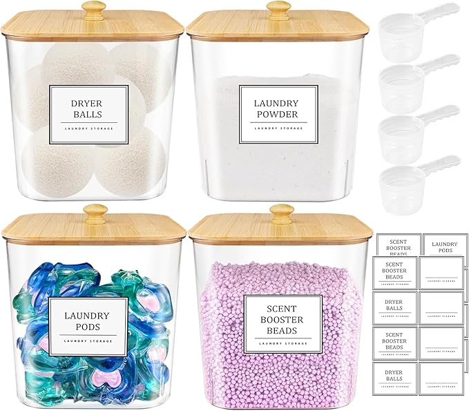 3+1 Pack Laundry Pods Container,Clear Laundry Room Organization Containers