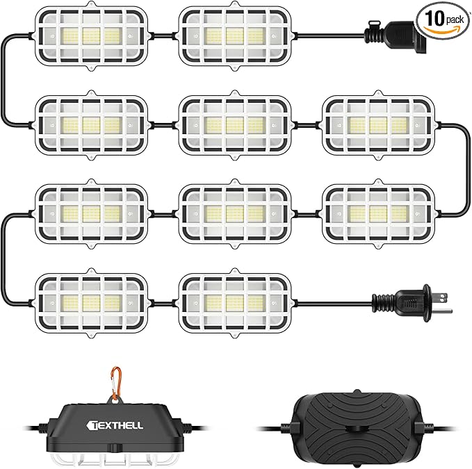 Construction String Lights, 150W Super Bright 15000LM Plug in Linkable String