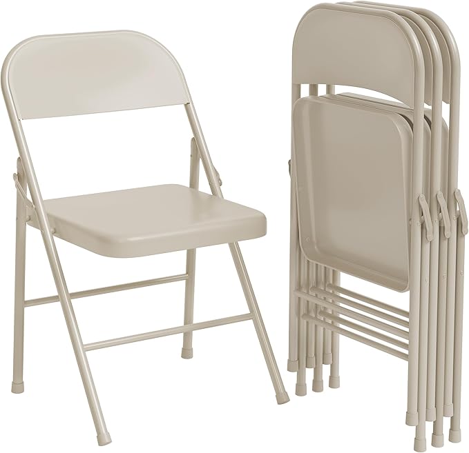Folding Chairs Set of 4, Foldable Chairs with Metal Frame Hold Up to 350 Pounds