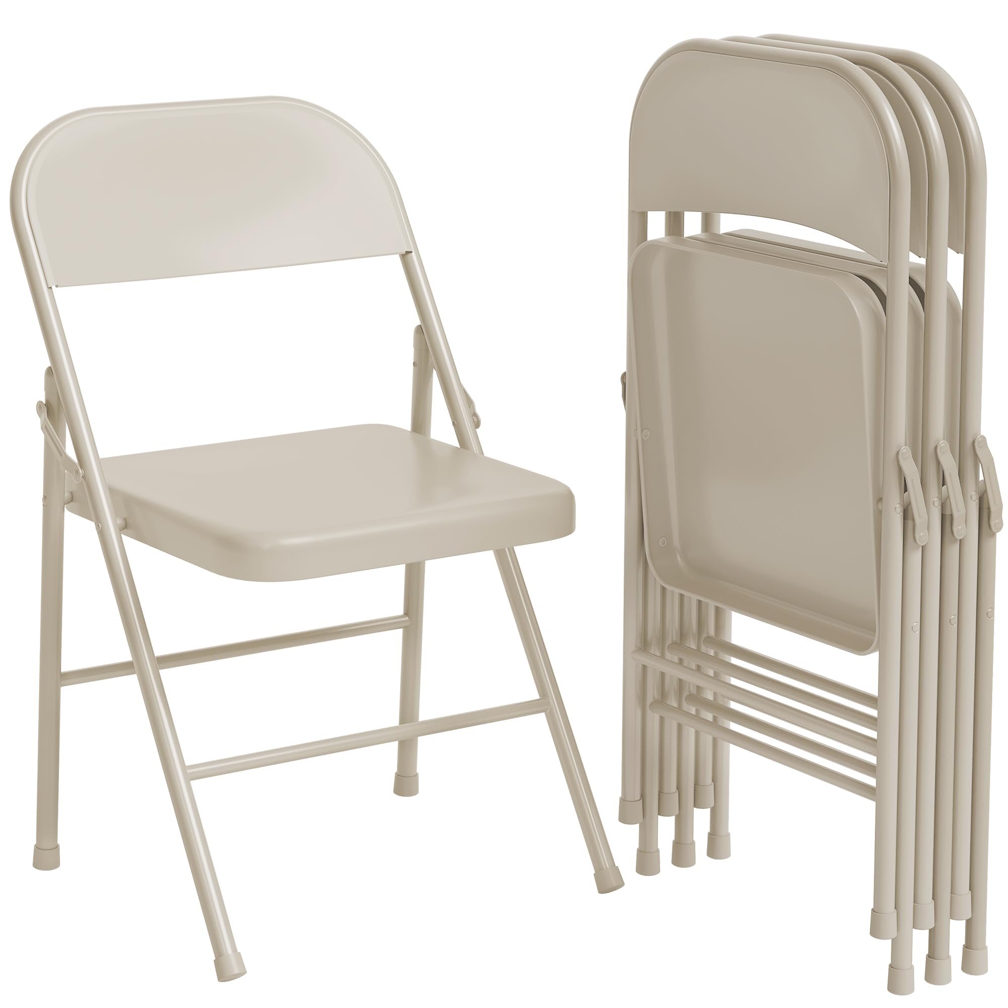 Folding Chairs Set of 4, Foldable Chairs with Metal Frame Hold Up to 350 Pounds