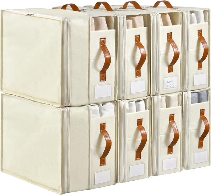 Closet Organizers and Storage, 8 Pack Foldable Bedding Storage for Queen or King