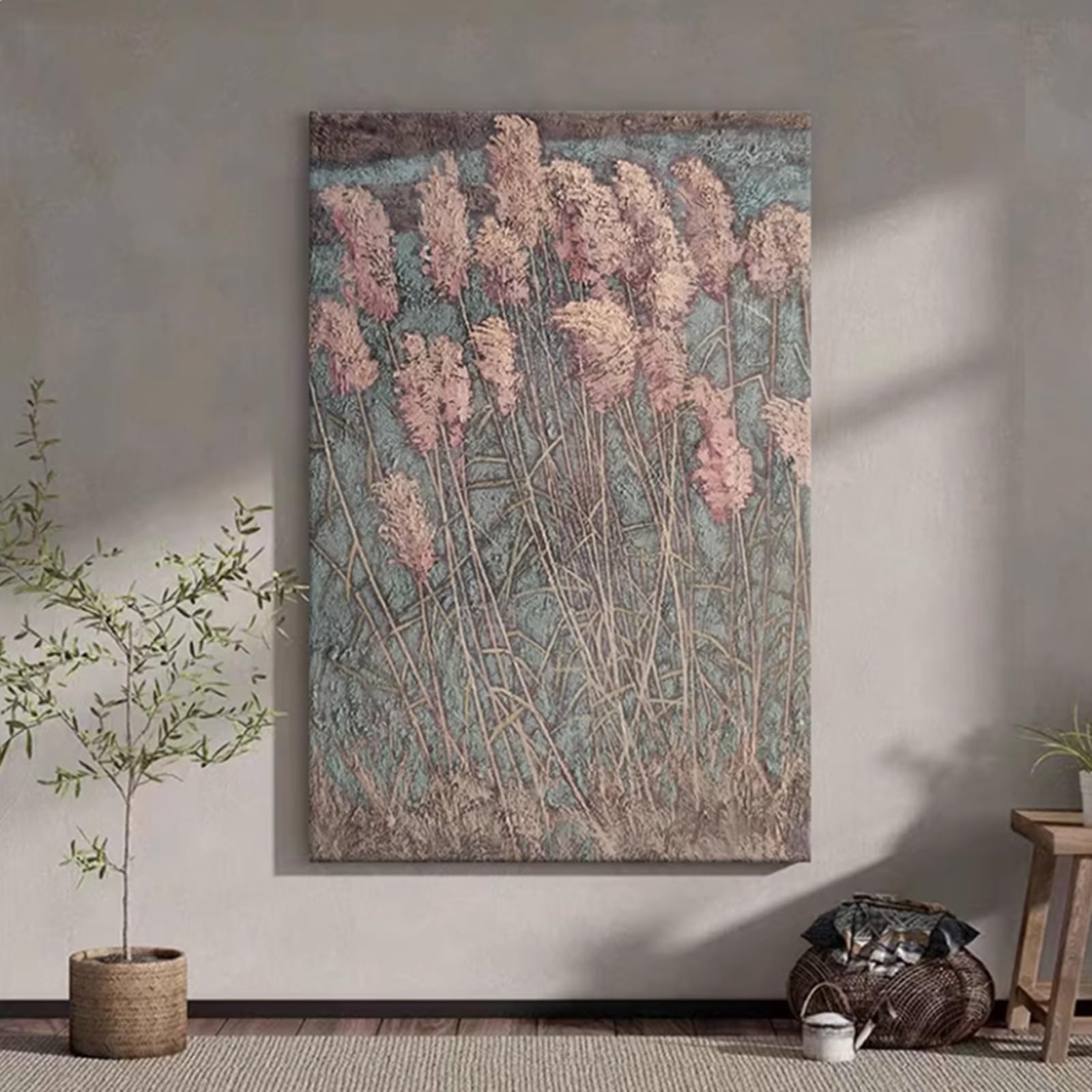 Handcrafted Texture Abstract Canvas Art Floral Oil Painting Home Wall Art Deco