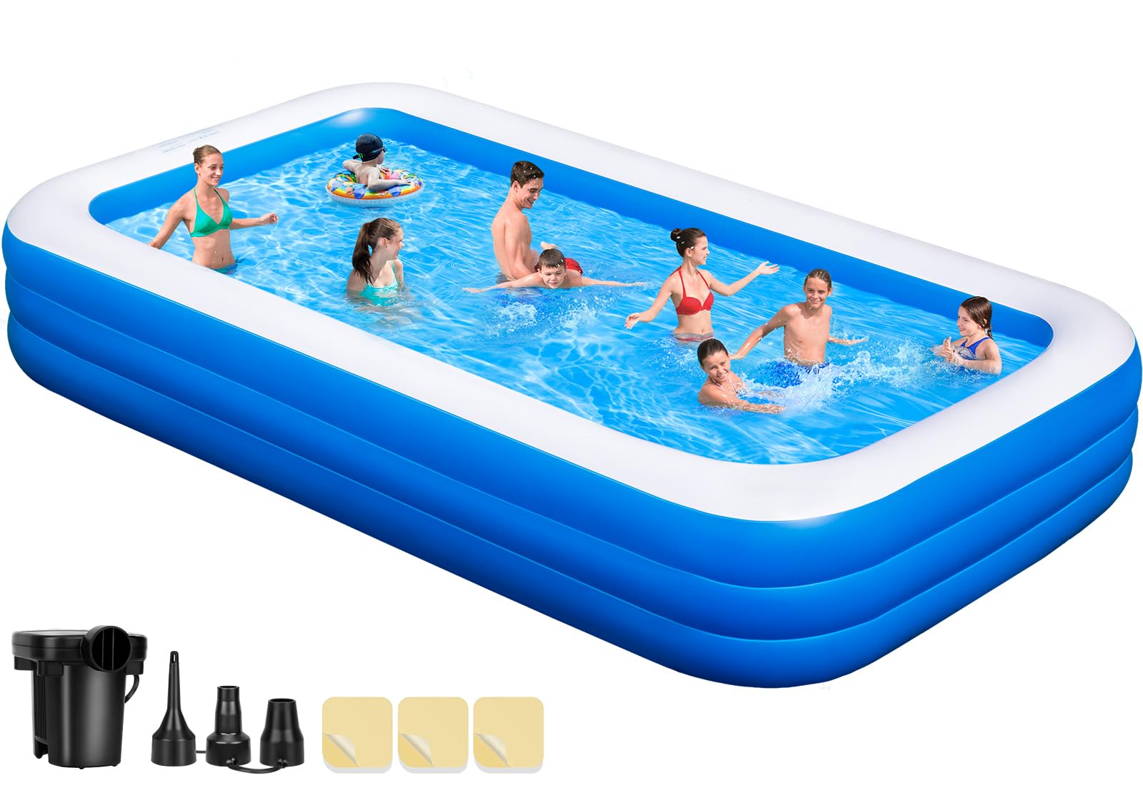 Large Inflatable Pool for Adults - 150" X 74" X 22" Oversized Blow Up Swimming