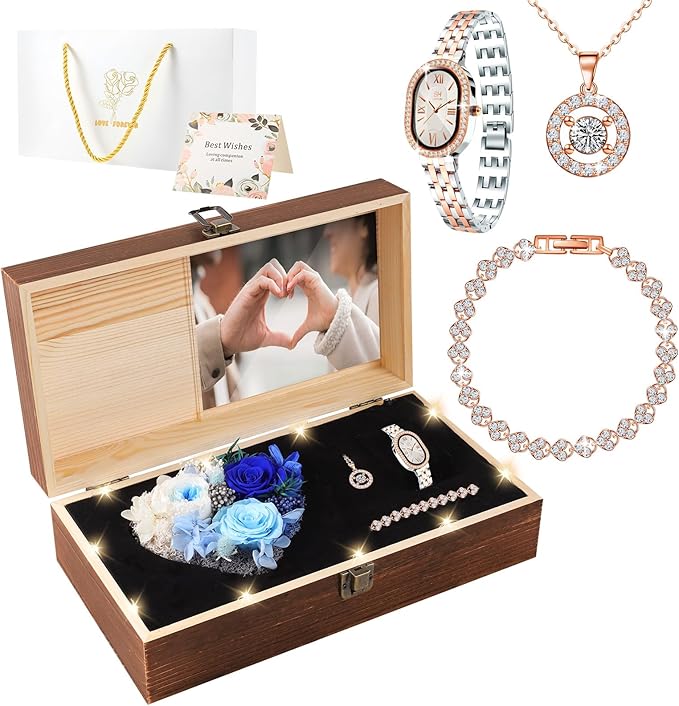 Birthday Gifts for Women - Preserved Roses with Watch Sets Romantic Women's