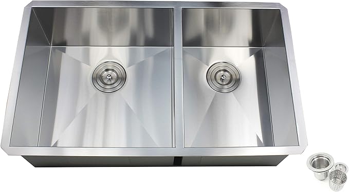 Contemporary Durable Zero Radius 16 Gauge Stainless Steel Double