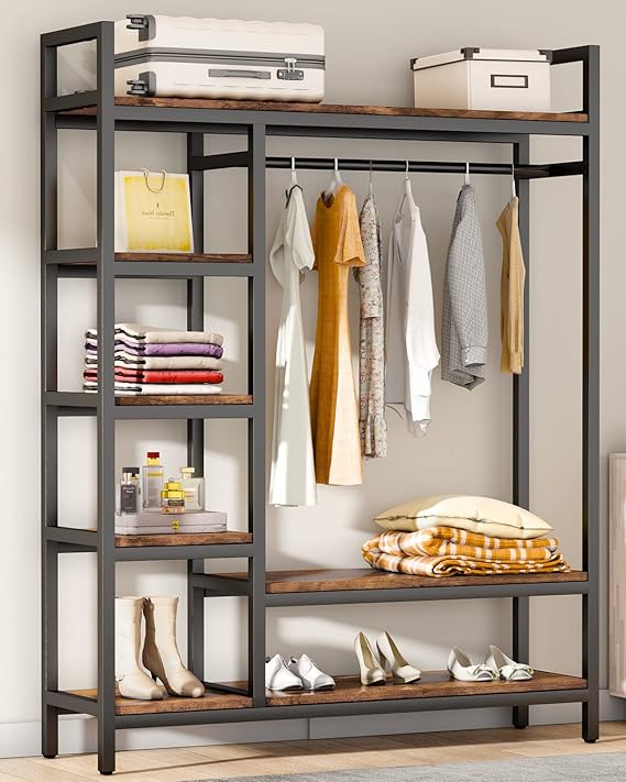 Free Standing Closet Organizer with Drawers and Hooks