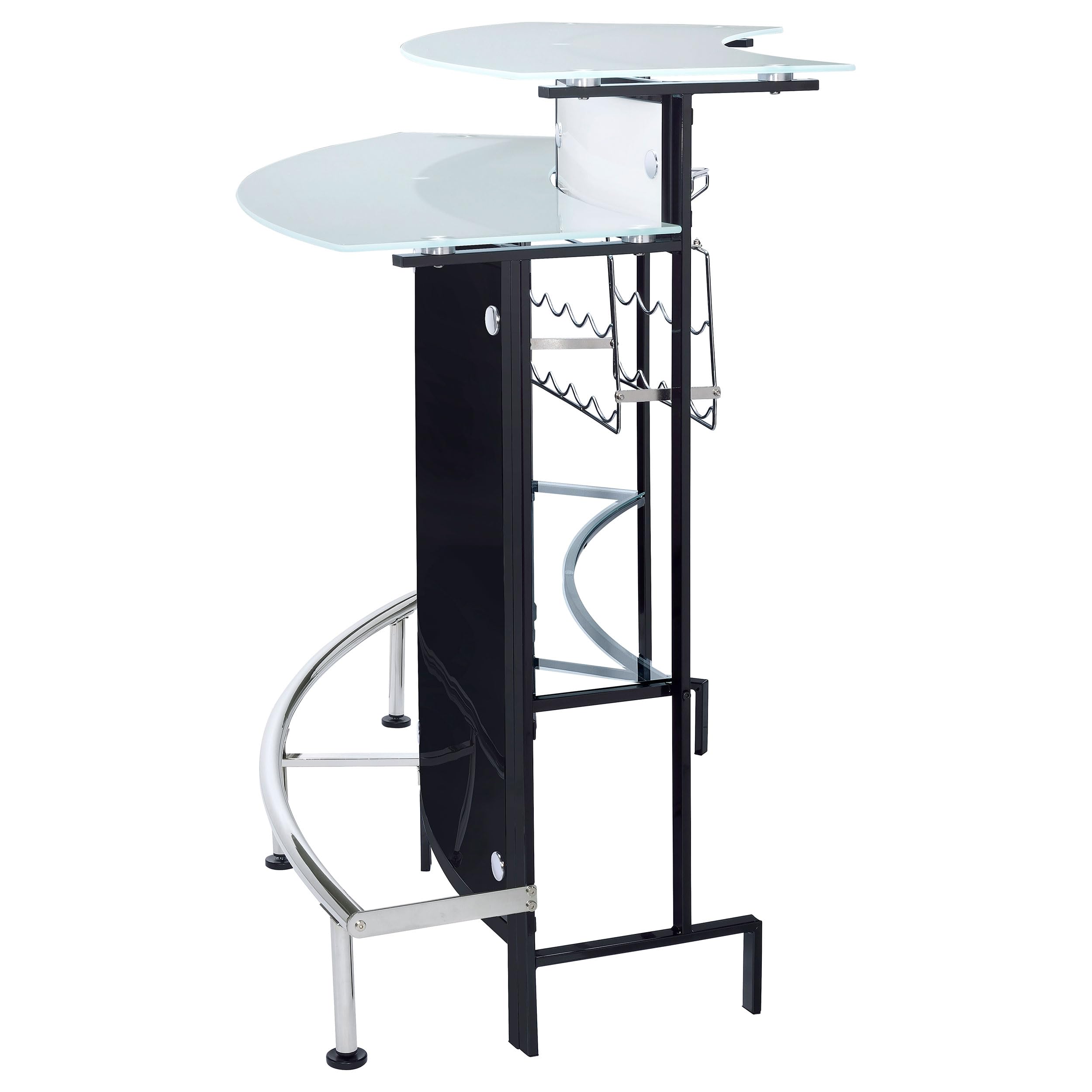 Coaster Home Furnishings - Keystone - Glass - Bar Cabinet with Bottle Wine Rack, Stemware Rack and Chrome Footrest - Dining Room & Home Bar - Black - 100139