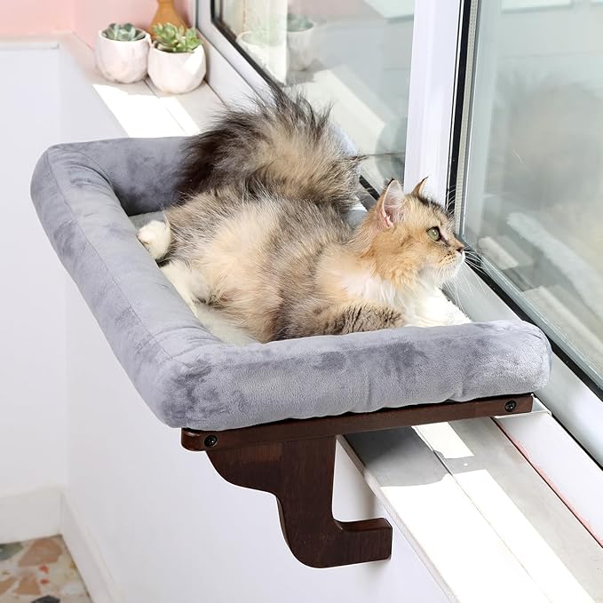 Cat Perch for Window Sill with Bolster - Orthopedic Hammock Design