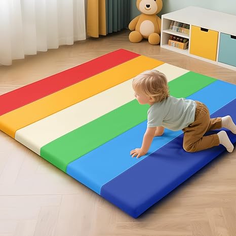 Foam Baby Play Mat: PU Leather Waterproof Kids Playmat - Trifold Floor Mat - Large Play Mat