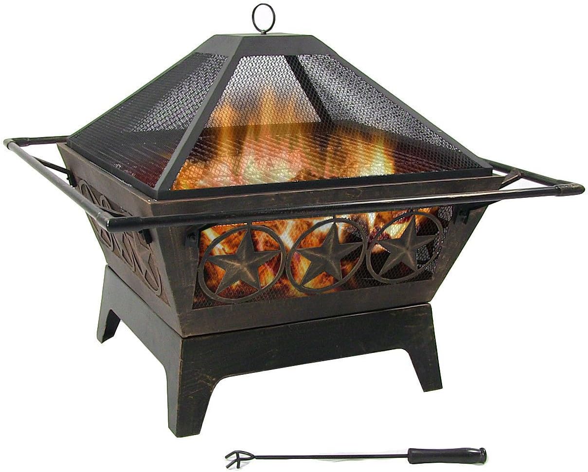 Northern Galaxy 32-Inch Outdoor Fire Pit with Grill Grate, Spark Screen
