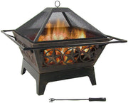 Northern Galaxy 32-Inch Outdoor Fire Pit with Grill Grate, Spark Screen