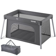 Travel Crib and Play Yard, Folding Baby Playpen with Zipper Gate & Soft Mattress