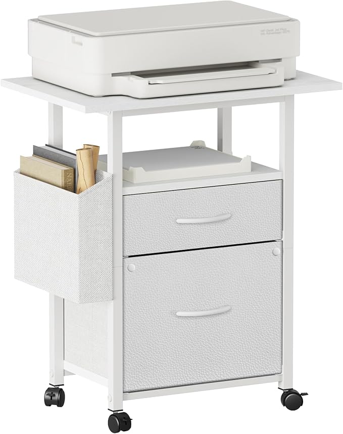 2 Drawer File Cabinet with 24'' Extended Desktop, Mobile Filing Cabinet