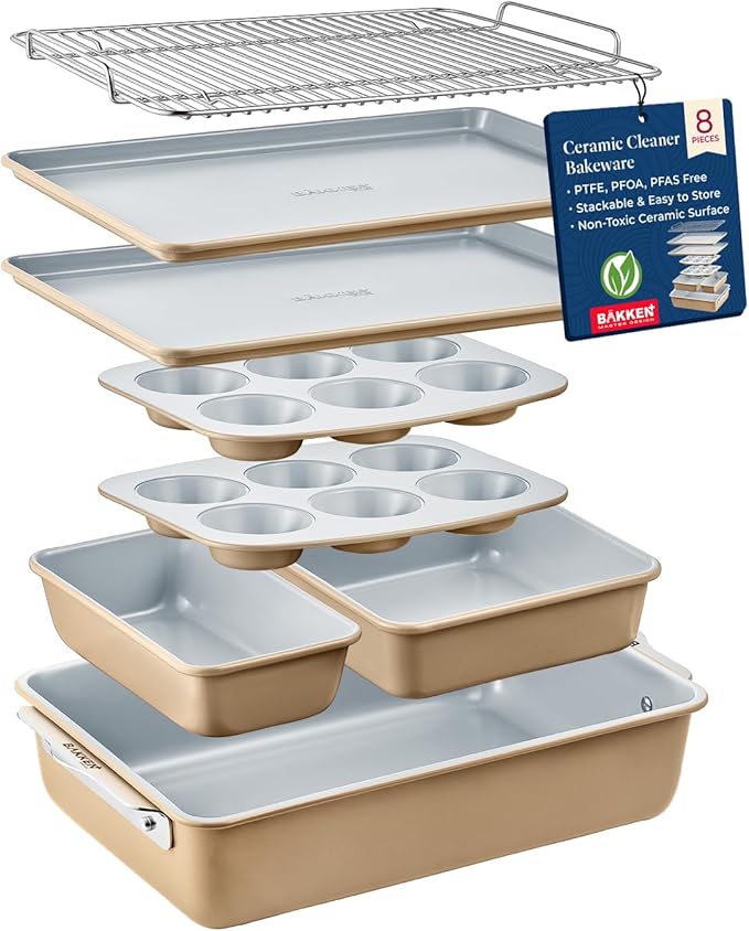 8-Piece Stackable Bakeware Set – Ceramic Non-Stick