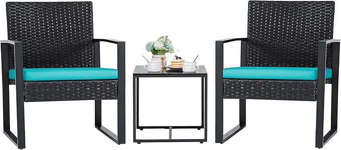 3 Pieces Patio Set Outdoor Wicker Furniture Sets Modern Rattan Chair,Outdoor Seating