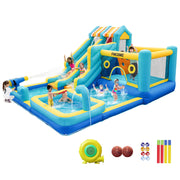 Inflatable Bounce House, 10 in 1 Double Water Slide Bounce House with 750W Blower