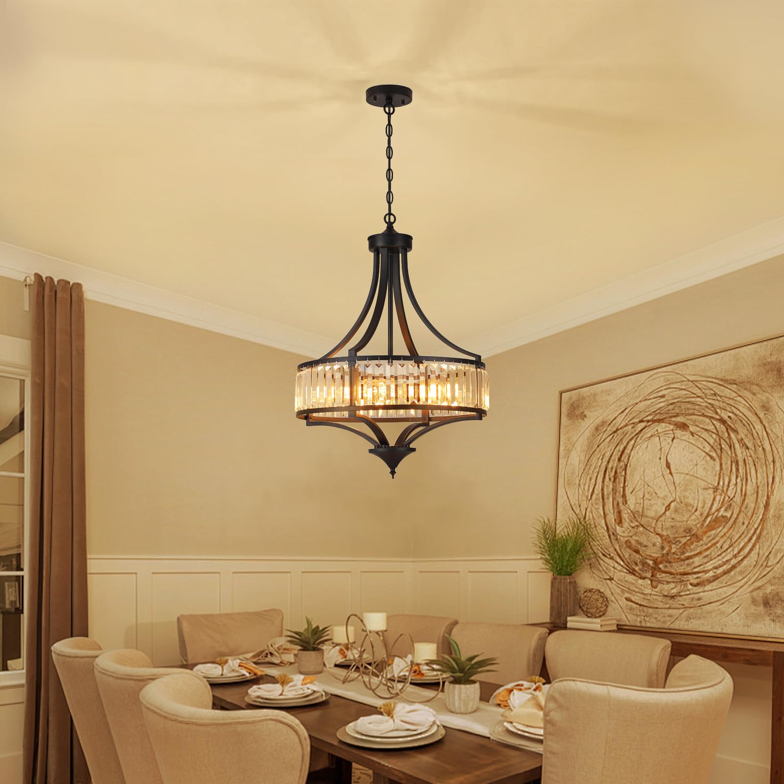 Modern Chrome Cystal Chandelier, 20 Inch Large Ceiling Pendant Light Fixture