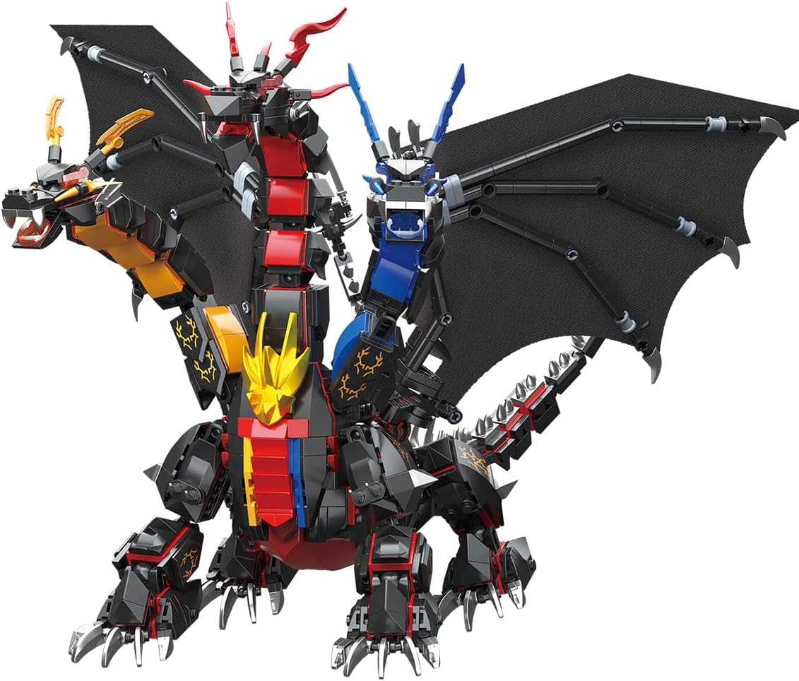 Dragon Series Dark Three Headed Dragon King Building Blocks Set （1400PCS）