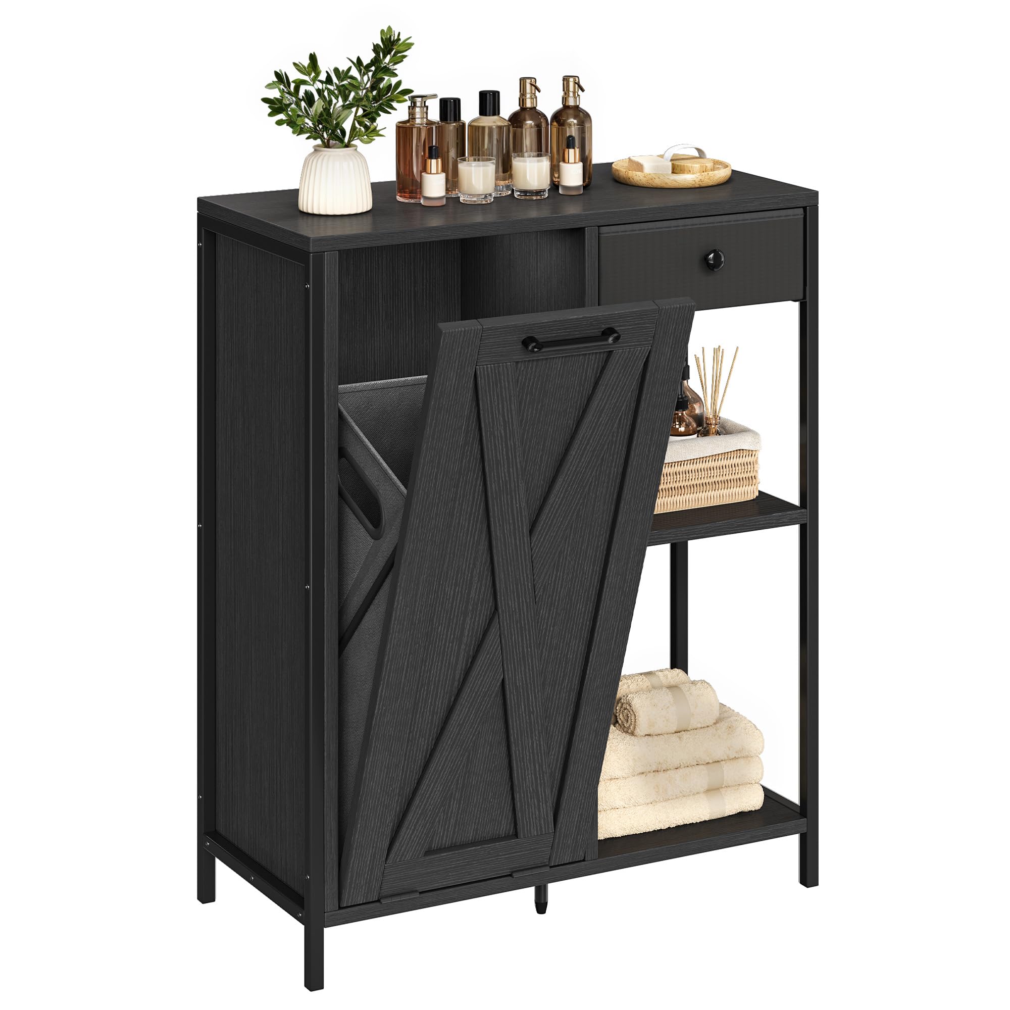 Tilt Out Laundry Hamper, Laundry Room Cabinets with Shelves Laundry Cabinet