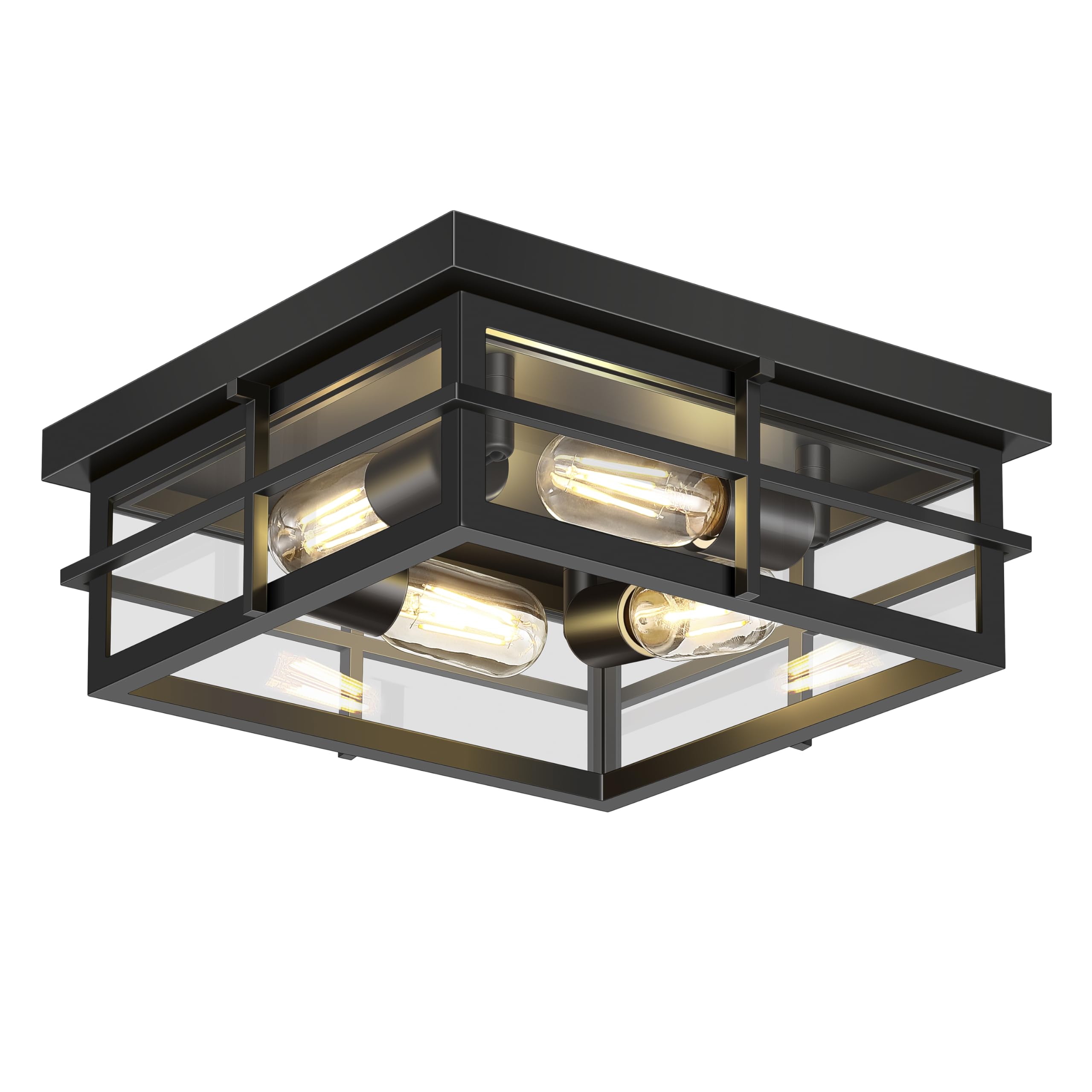 Flush Mount Ceiling Light, 4-Light Indoor Outdoor Light Fixtures for Porch