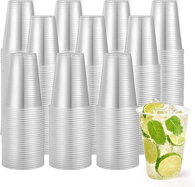 1000 Pack 12oz Plastic Cups,Disposable Clear Drinking Cups