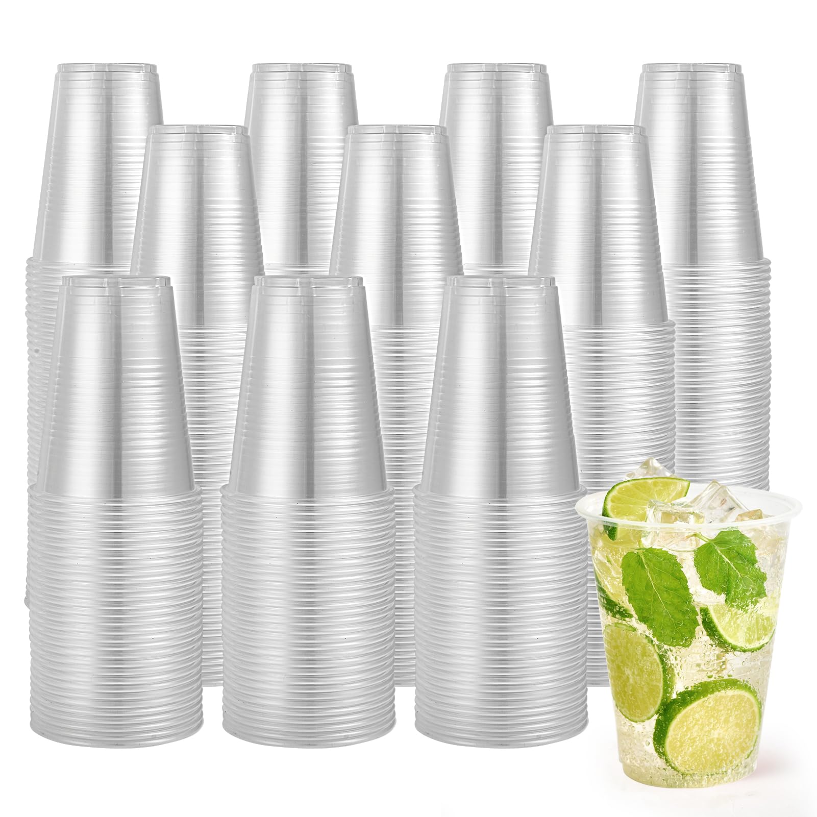 1000 Pack 16oz Plastic Cups,Disposable Clear Drinking Cups